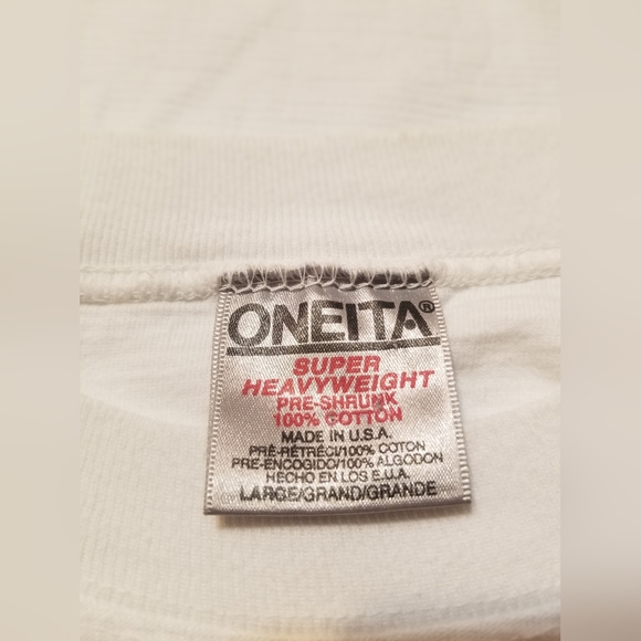 Onieta super heavy weight  pre shrunk  100% cotton  Large white Tshirt ALASKA - Picture 3 of 3